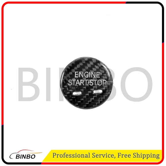 Engine Start Stop Push Button Cover Trim Carbon Fiber Black