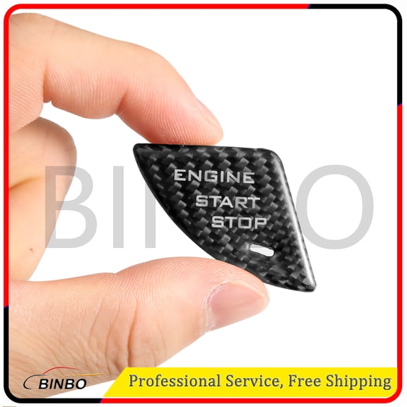 Engine Start Stop Push Button Cover Trim Carbon Fiber Black