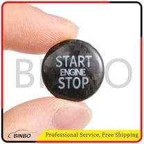 Engine Start Stop Push Button Cover Trim Carbon Fiber Black