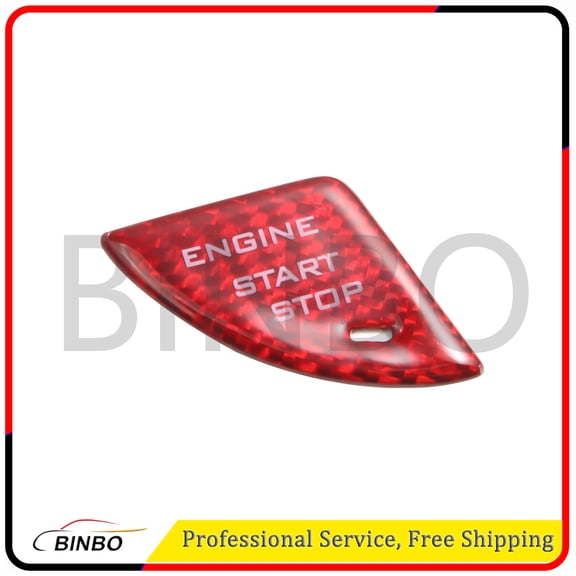 Engine Start Stop Push Button Cover Trim Carbon Fiber Red