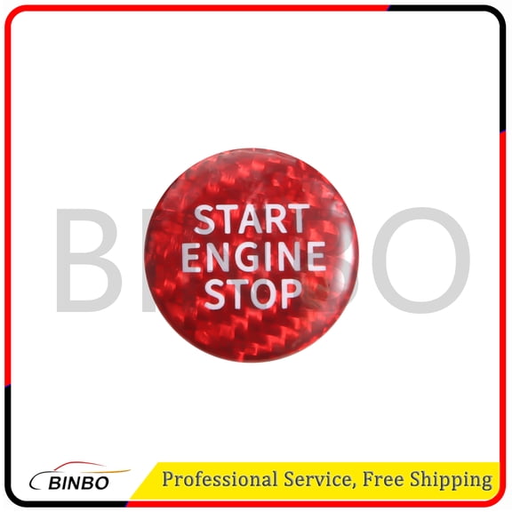 Engine Start Stop Push Button Cover Trim Carbon Fiber Red
