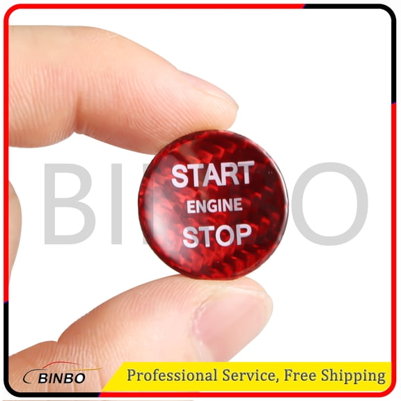 Engine Start Stop Push Button Cover Trim Carbon Fiber Red