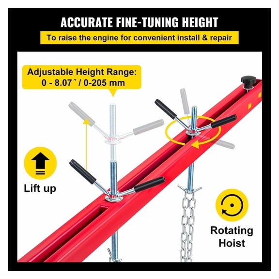 Engine Support Bar 1100 Lbs Capacity - Engine Hoist Transverse Bar, 2 Point Lift Holder with Dual Hooks for Auto Repair & Home Garages