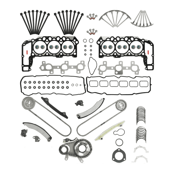 Engine Timing Chain Kit Bearing Head Gasket Set Bolts Valve For 2002-2012 Jeep Dodge Ram 3.7L