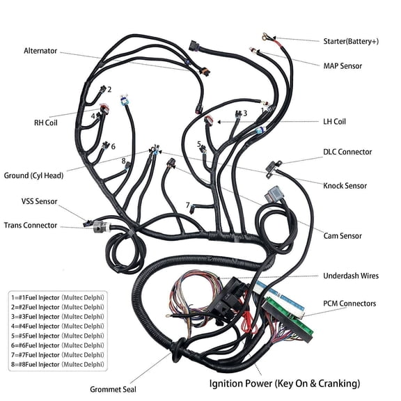 Engine Wiring Harness For 2003-2007 GM Vortec 4.8 5.3 6.0 4L60E Drive By Wire