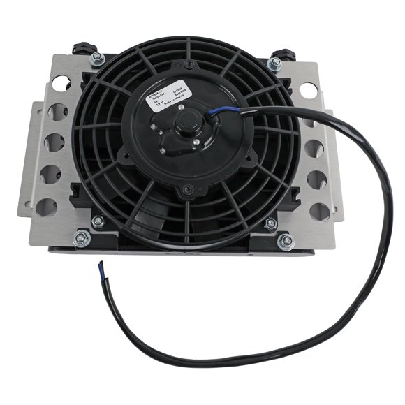 Engine Works 13750 Stacked Plate Remote Oil Cooler W/Fan 06AN & 08AN Fittings