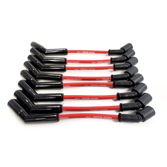 Engine Works 16445RDCR 8.8mm Ceramic Plug Boot Wire Set, 135 Deg. GM LS, 13"