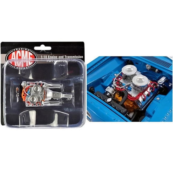 Engine and Transmission 426 Hemi Replica from "1969 Plymouth Hemi Barracuda "Street Fighter" 1/18 by ACME