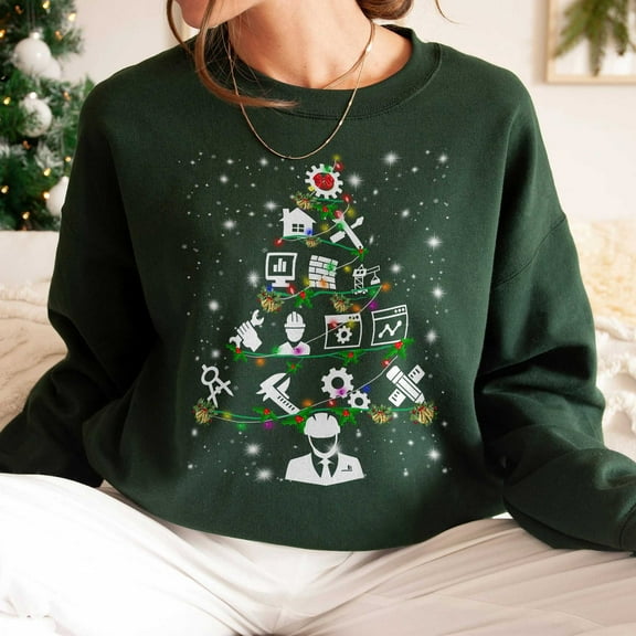 Engineer Christmas Tree Sweatshirt, Funny Engineer Lover Gift, Engineer Christmas Lights Sweatshirt, Christmas Tree Shirt for Women and Men