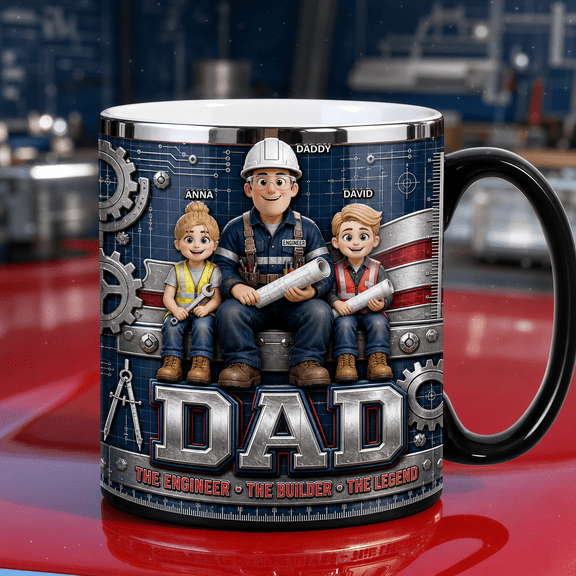 Engineer Dad Mug Ceramic Mug Gift for Daddy, Builder Legend Coffee Cup