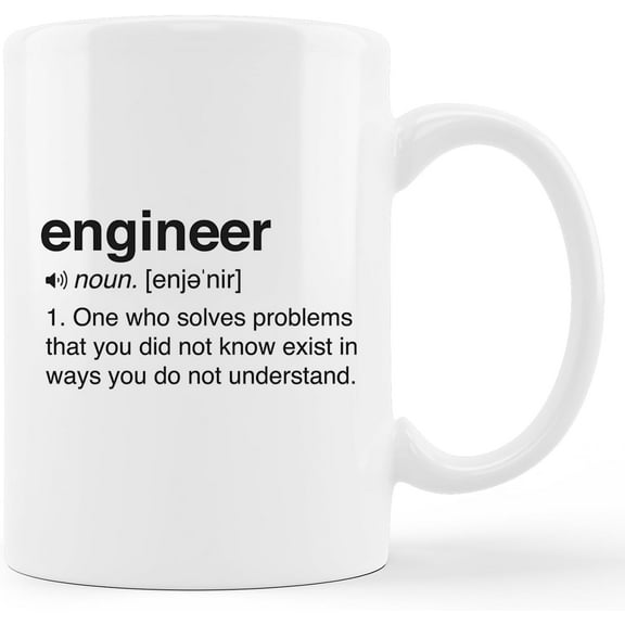 Engineer Definition Coffee Mug - Engineer Gifts for Men, Software Computer Electrica Civil Engineer Gifts, Engineer Tea Mug, 11 oz. Ceramic Coffee Mug