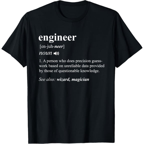 Engineer Definition Funny Engineering Mechanical Civil Gift T-ShirtMen and women, Black T-shirt, size: Extra large
