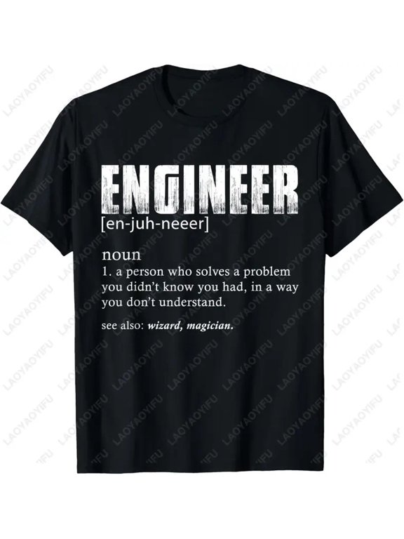 “Engineer Definition” Funny Joke Casual Loose Harajuku Breathable Short Sleeve Crew Neck T-Shirt