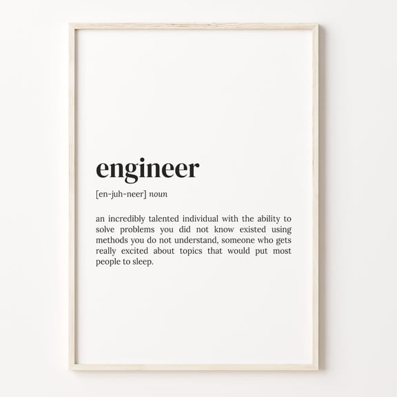 Engineer Definition Funny Quote Wall Art, Unframed Canvas