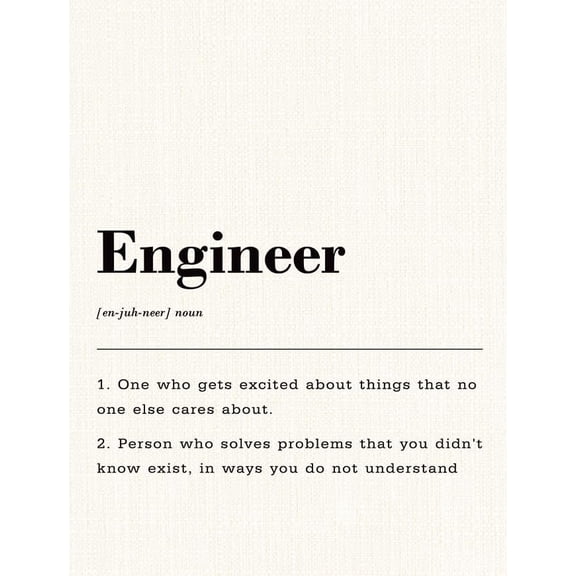 Engineer Definition Poster Funny Home Decor, Home Office Wall Decor, Engineer Funny Gifts, Wall Canvas Posters