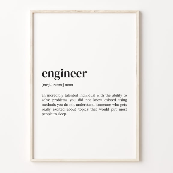 Engineer Definition Print: Funny Quote Wall Art Poster Vintage Style Wall Decor, Poster Only