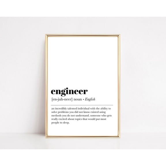 Engineer Definition Wall Art Graduation Office Decor, Unframed Canvas Size 24x36