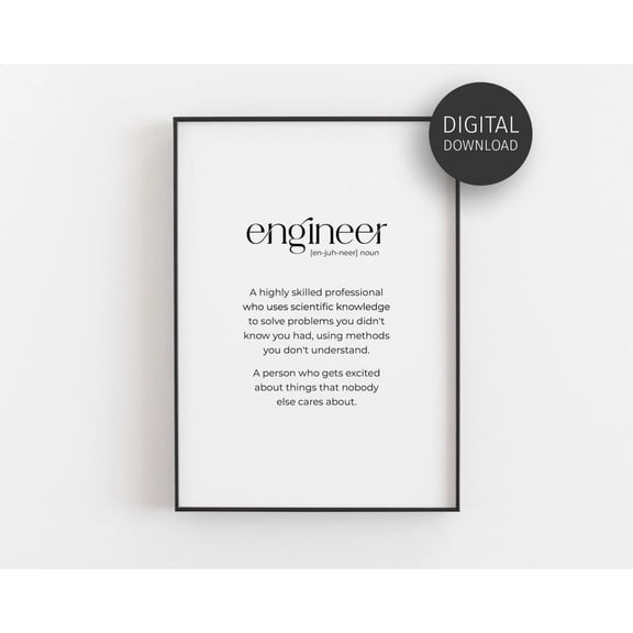 Engineer Definition Wall Art Print With Civil Structural Engineering Office Decor