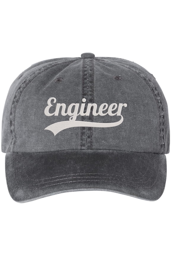 Engineer Embroidered Baseball Cap | Adjustable Premium Stitching Great Gift for Engineering & Students Dad Hat (Black)