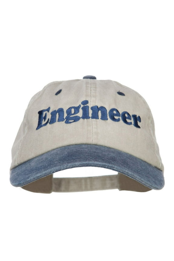 Engineer Embroidered Washed Cap - Beige Navy OSFM