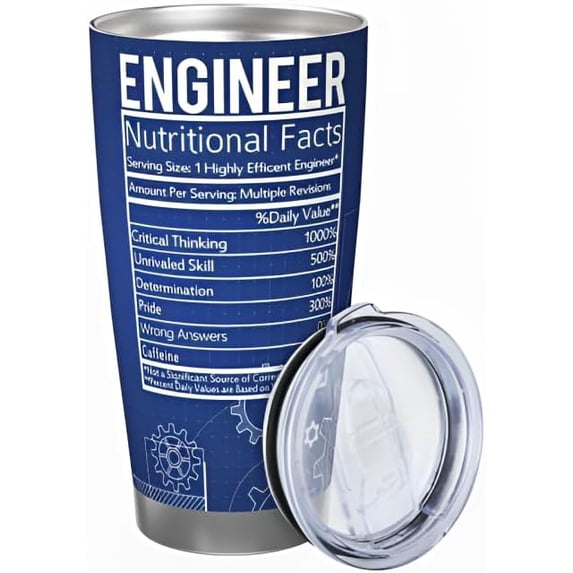 Engineer Gifts, Funny Tumbler Gifts for Computer, Science, Civil, Nerd, Graduates, IT Students, Coworker, 20 Oz Thermal Tumbler with Flip Lid for Men Women