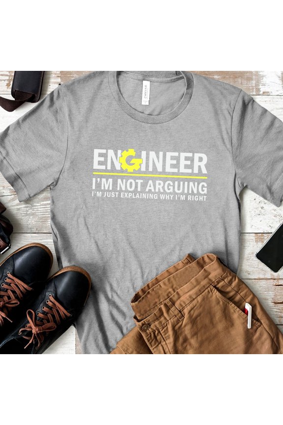 Engineer Graduation Gift, Civil Engineering Gift, Funny Engineering Shirt, I'm Not Arguing I'm Just Explaining Why I'm Right Engineer Shirt (Colors:Athletic Heather; Sizes:S;)