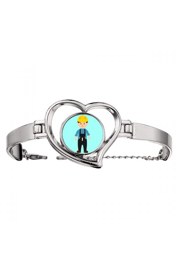 Engineer Labour Force Worker Outline Bracelet Heart Jewelry Wire Bangle