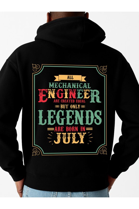 Engineer Legends July 1 pack Matching Couple's Hooded Sweatshirt polyester comfortable winter spring elegant funny gift black Comfortable Material，Bold Design Fashion Unisex hoodie