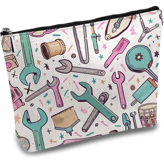 Engineer Makeup Bags for Women Travel Cosmetic Bag Zipper Pouch Tool Multi Purpose Pencil Case Toiletry Packing Purse Gag Gifts for Staff Worker Daughter Sister Bestie Mom 10x7Inch Mixed ColorDIY