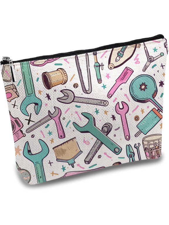 Engineer Makeup Bags for Women Travel Cosmetic Bag Zipper Pouch Tool Multi Purpose Pencil Case Toiletry Packing Purse Gag Gifts for Staff Worker Daughter Sister Bestie Mom 10x7Inch Mixed Color