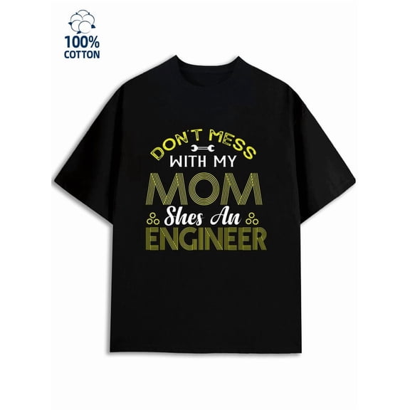 Engineer Mom T-Shirt men's mechanical 180G 100% Cotton black classic tech Vintage Unisex Shirt Printed tshirts Trendy Unisex Shirt Cotton tshirts Funny Unisex Shirt Cotton tshirts