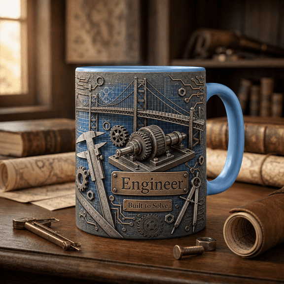 Engineer Mug 3D Effect Built to Solve Coffee Cup for Engineering Gifts