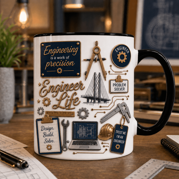 Engineer Mug 3D Effect, Engineering Professional Coffee Cup for Engineer Life