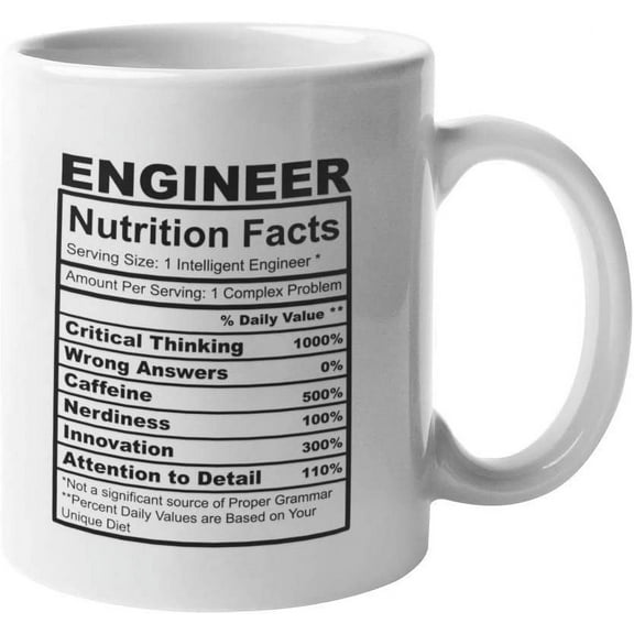 Engineer Nutrition Facts Coffee Mug Funny Motivation Inspiration 11-ounce White Ceramic Cup CMP00121