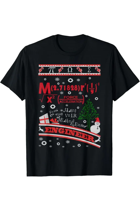 Engineer Pattern Winter Knit Style Festive Tech Humor Graphic Unisex T-Shirt, up to size 5XL