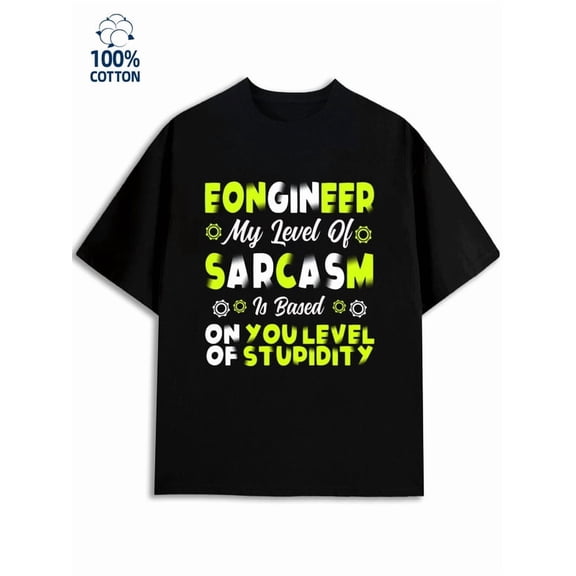 Engineer Sarcasm men's mechanical 180G 100% Cotton black classic futuristic Classic Unisex Shirt Short Sleeve tshirts Retro Unisex Shirt Short Sleeve tshirts