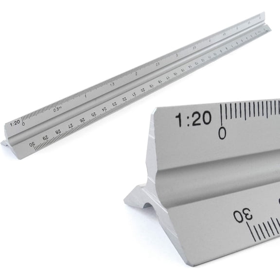 Engineer Scale Ruler, Laser-Etched Markings Ensure Durability And Clarity, 30Cm Long Heavy Plastic Triangle Design For Drafting Projects