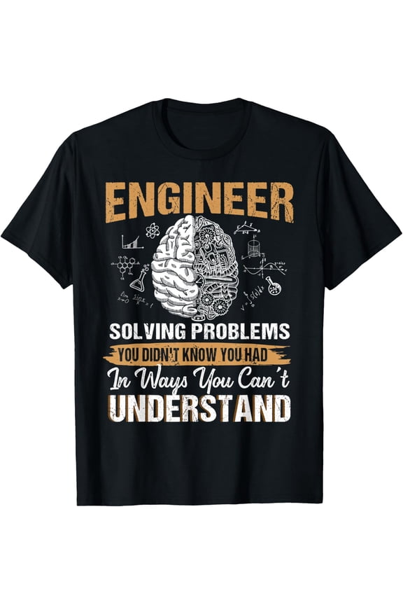 Engineer Solving Problems Funny Engineering Technical Brain T-Shirt