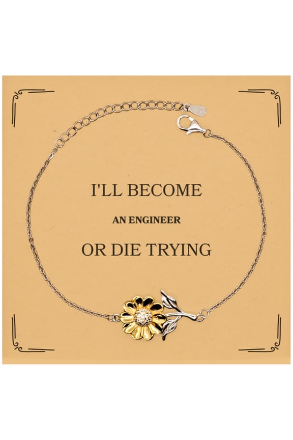Engineer Sunflower Bracelet Ill Never Give Up Hope Graduation Gift for Inspirational Confidence and Success in Engineering Career