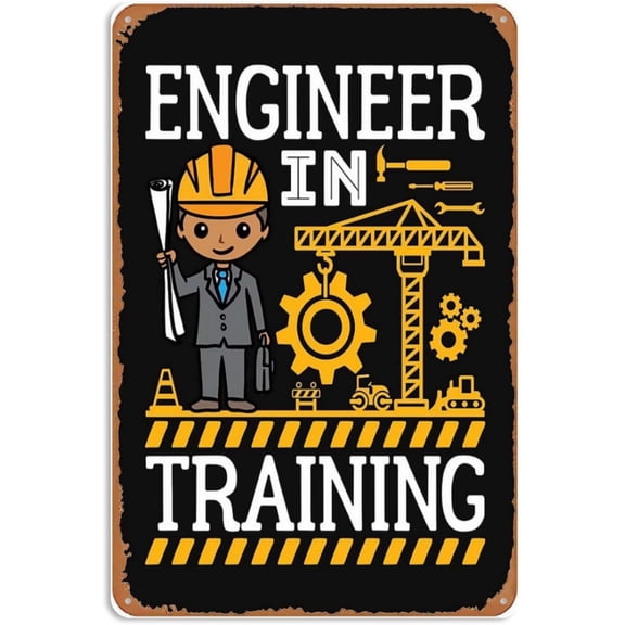 Engineer in Training African American Men Boys Sign Wall Decor Art Poster Vintage Metal Tin Sign for Funny Office Man Cave Bathroom Garage Room Pub Basement Sign Wall Decoration Gift 8x12 In