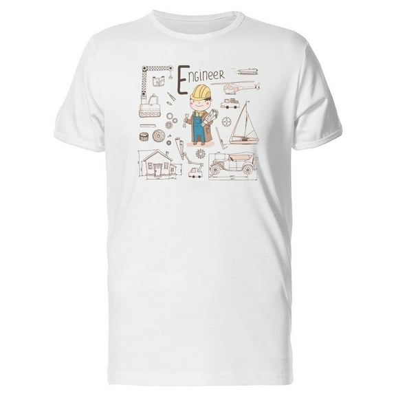 Engineer With Doodle Equipment T-Shirt Men -Image by Shutterstock, Male Medium