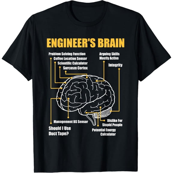 Engineer's Brain - Funny Sarcastic Engineering Gift Short Sleeve T-ShirtMen and women can wear, black T-shirts, gifts. Age: M,L,XL 2XL, 3XL, 451XL