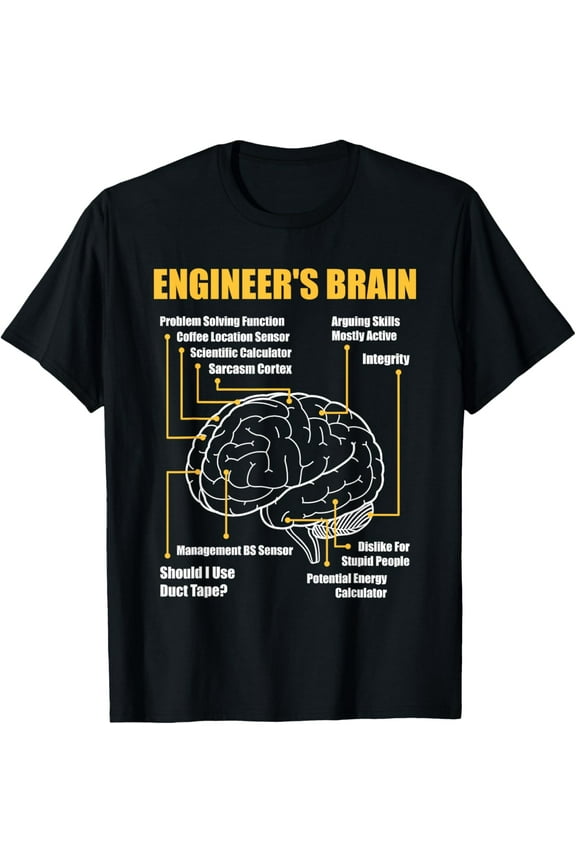 t-shirt Engineer's Brain - Funny Sarcastic Engineering Gift Short Sleeve T-Shirt mens t shirt,black,women,funny,misfits,men,journey