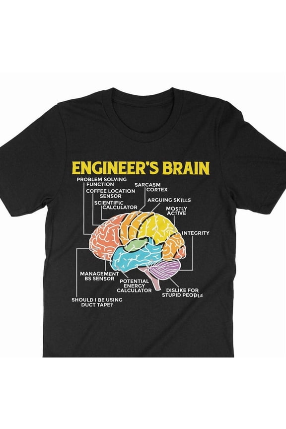 Engineer's Brain Shirt Funny Engineering Anatomy Gift Graphic Tee,for unisex up to size 5XL