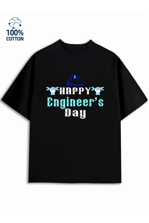Engineer's Day Tee mens mechanical 180G 100% Cotton black funny futuristic Vintage Unisex Shirt Graphic tshirts Fashion Unisex Shirt Printed tshirts