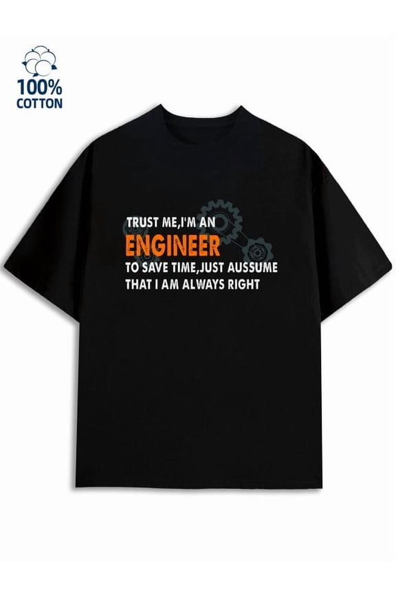 Engineer's Pride men's mechanical 180G 100% Cotton black tech funny Basic Unisex Shirt Short Sleeve tshirts Vintage Unisex Shirt Short Sleeve tshirts