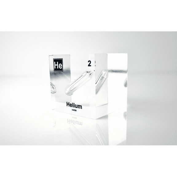 Engineered Labs Educational Helium Element Cube Display Clear Acrylic USA