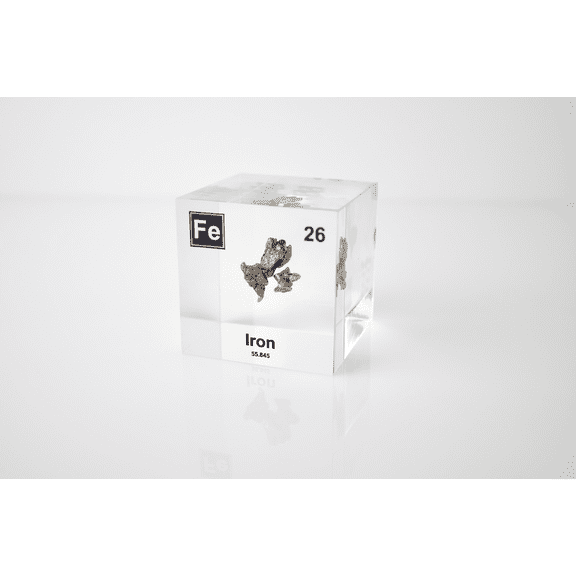 Engineered Labs Educational Iron Element Cube Display Clear Acrylic USA