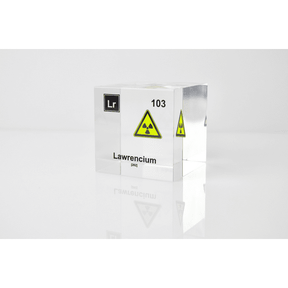 Engineered Labs Educational Lawrencium Element Cube Display Clear Acrylic USA