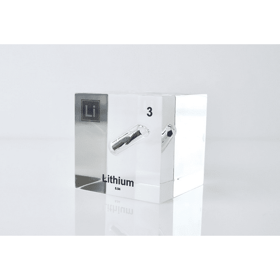 Engineered Labs Educational Lithium Element Cube Display Clear Acrylic USA
